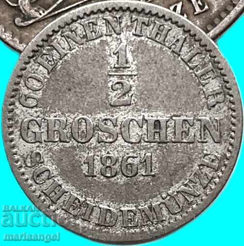 1/2 гроша 1863 Германия Брауншвайг-Люнебург-Хановер сребро - 6