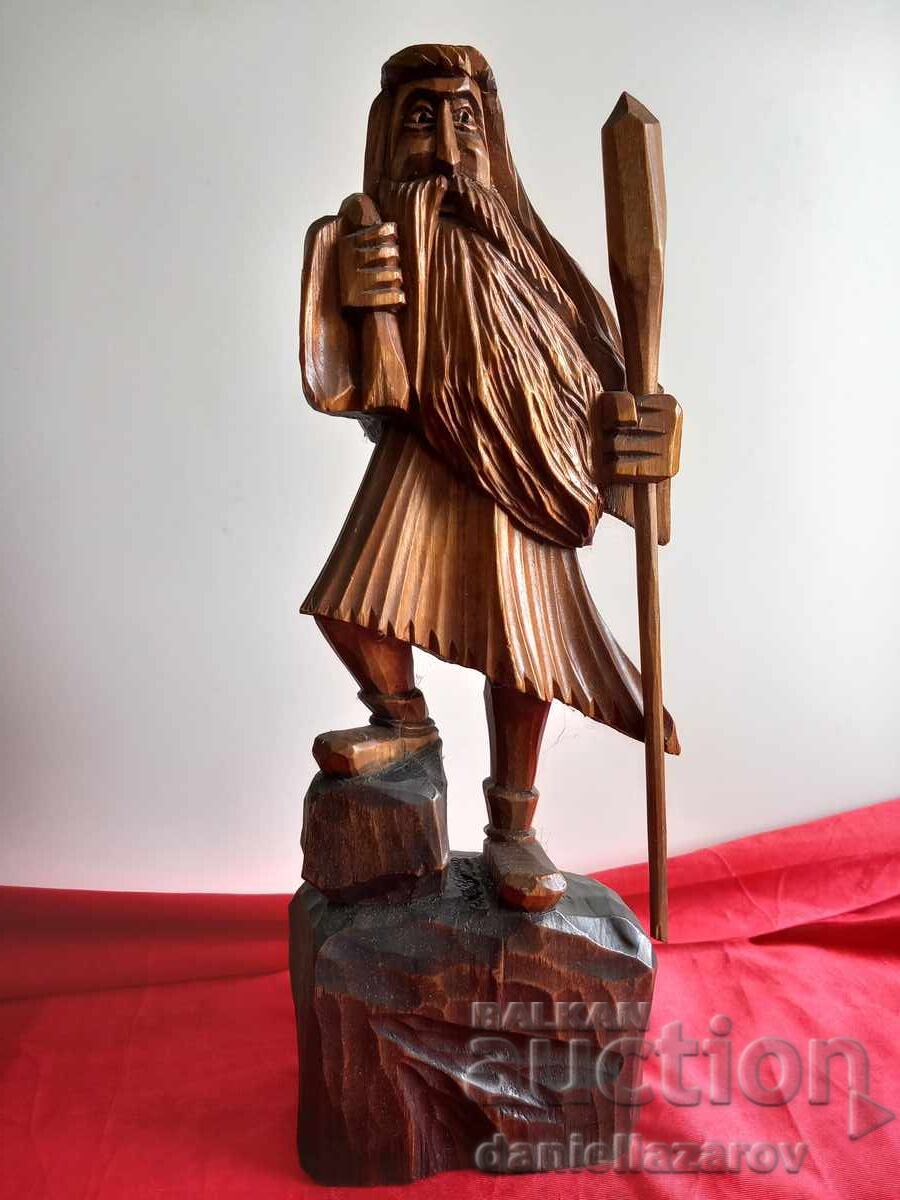Large Wooden Statue Old Man with a Sack, Woodcarving, Figure with price € 45.00 | 88.01 BGN