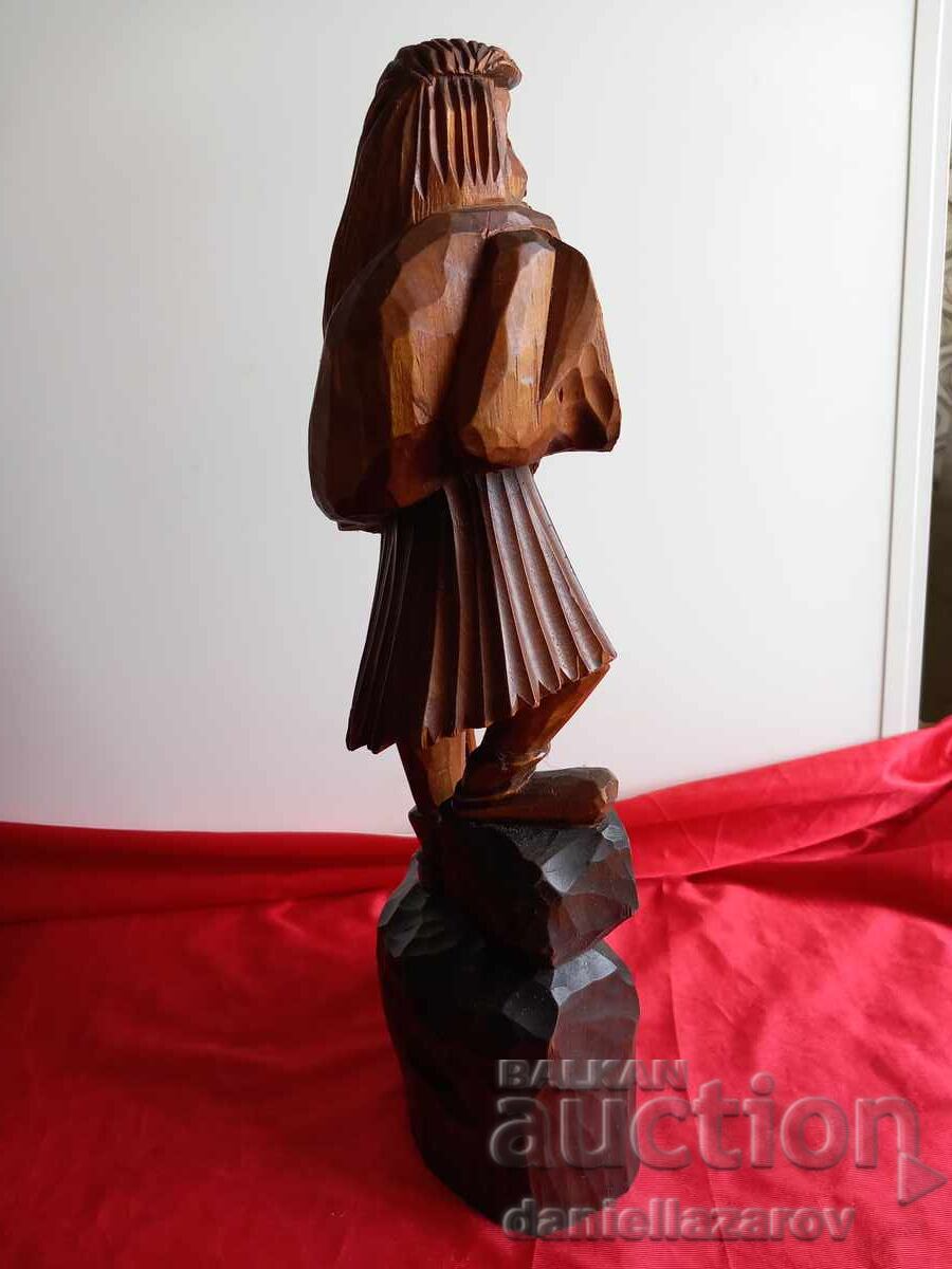 Delivery of Large Wooden Statue Old Man with a Sack, Woodcarving, Figure