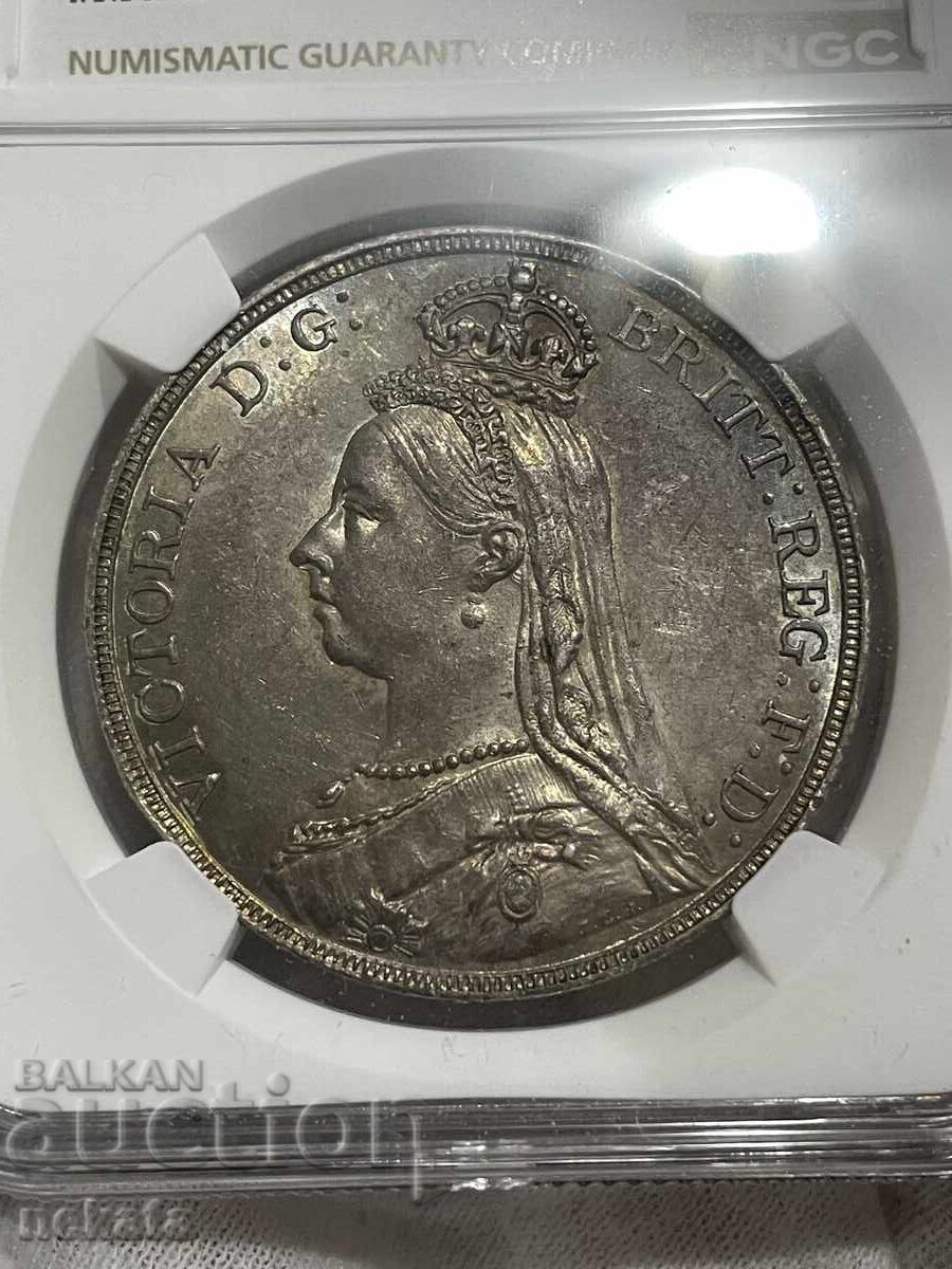 Licitație Marea Britanie, Coroană 1889 NGC AU58 Licitație Marea Britanie, Coroană 1889 NGC AU58