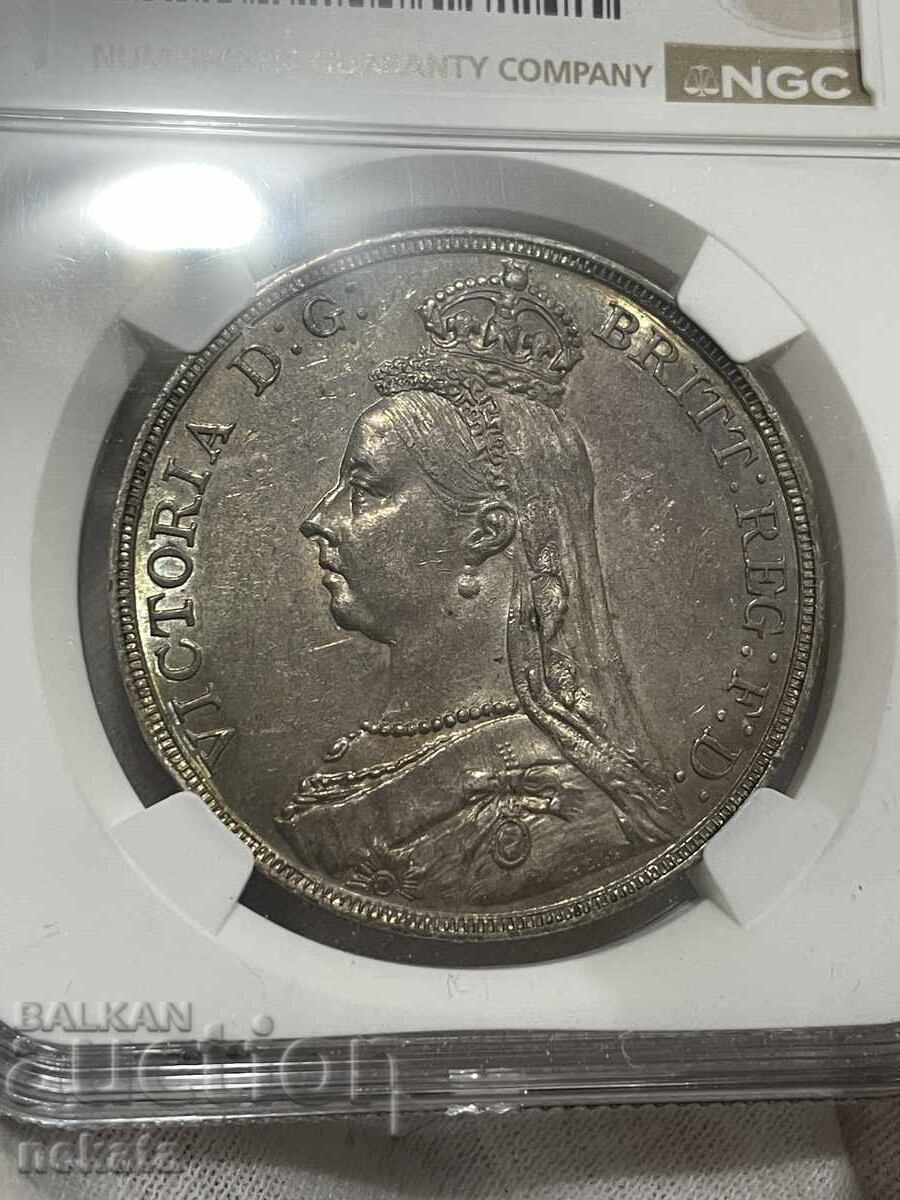 Livrarea Marea Britanie, Coroană 1889 NGC AU58 Livrarea Marea Britanie, Coroană 1889 NGC AU58