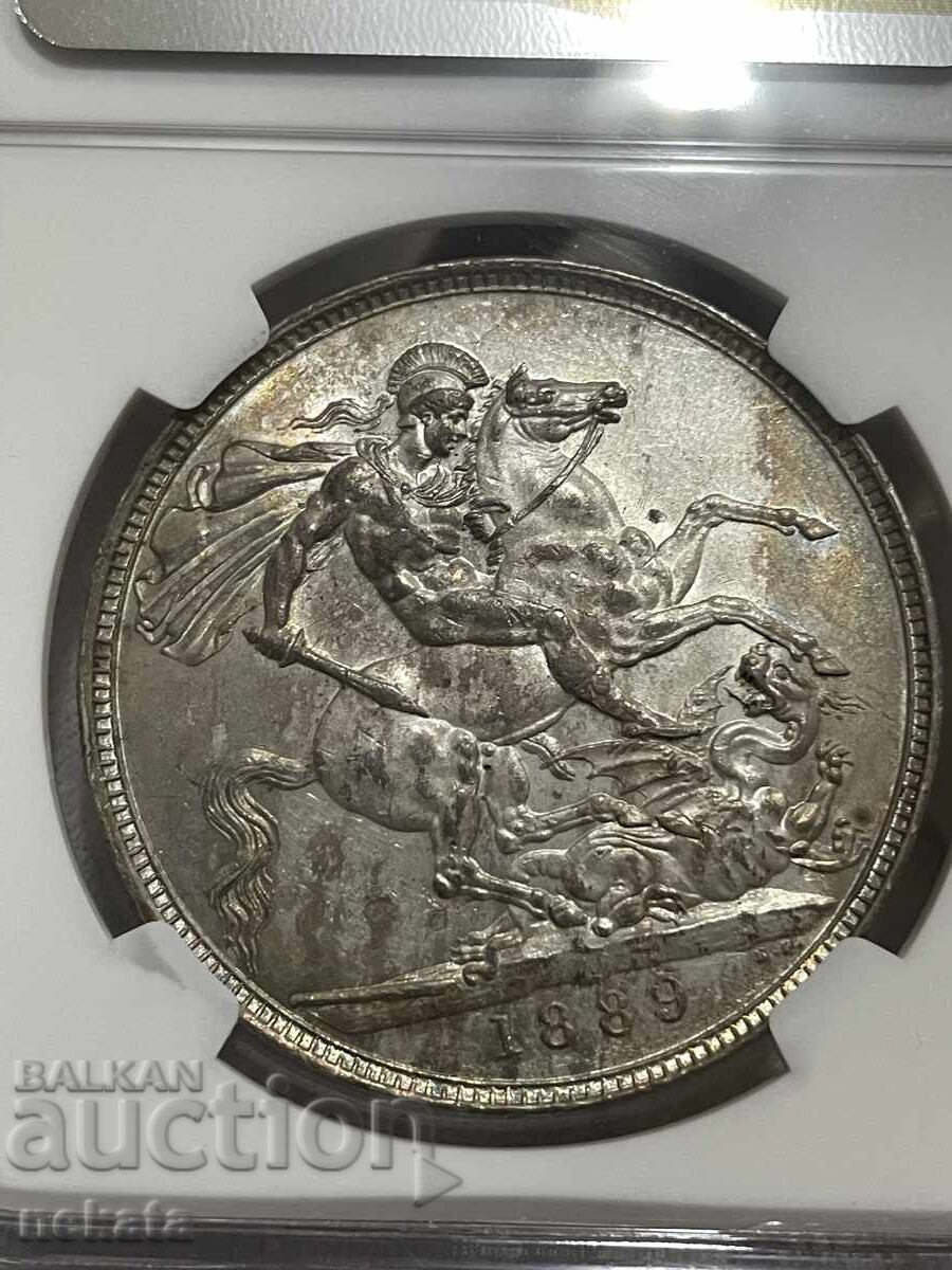Marea Britanie, Coroană 1889 NGC AU58 - 5 Marea Britanie, Coroană 1889 NGC AU58 - 5