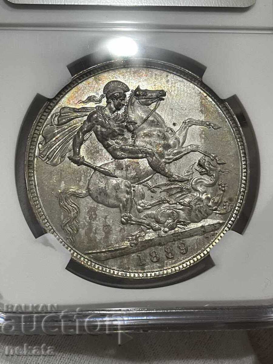 Marea Britanie, Coroană 1889 NGC AU58 - 7 Marea Britanie, Coroană 1889 NGC AU58 - 7