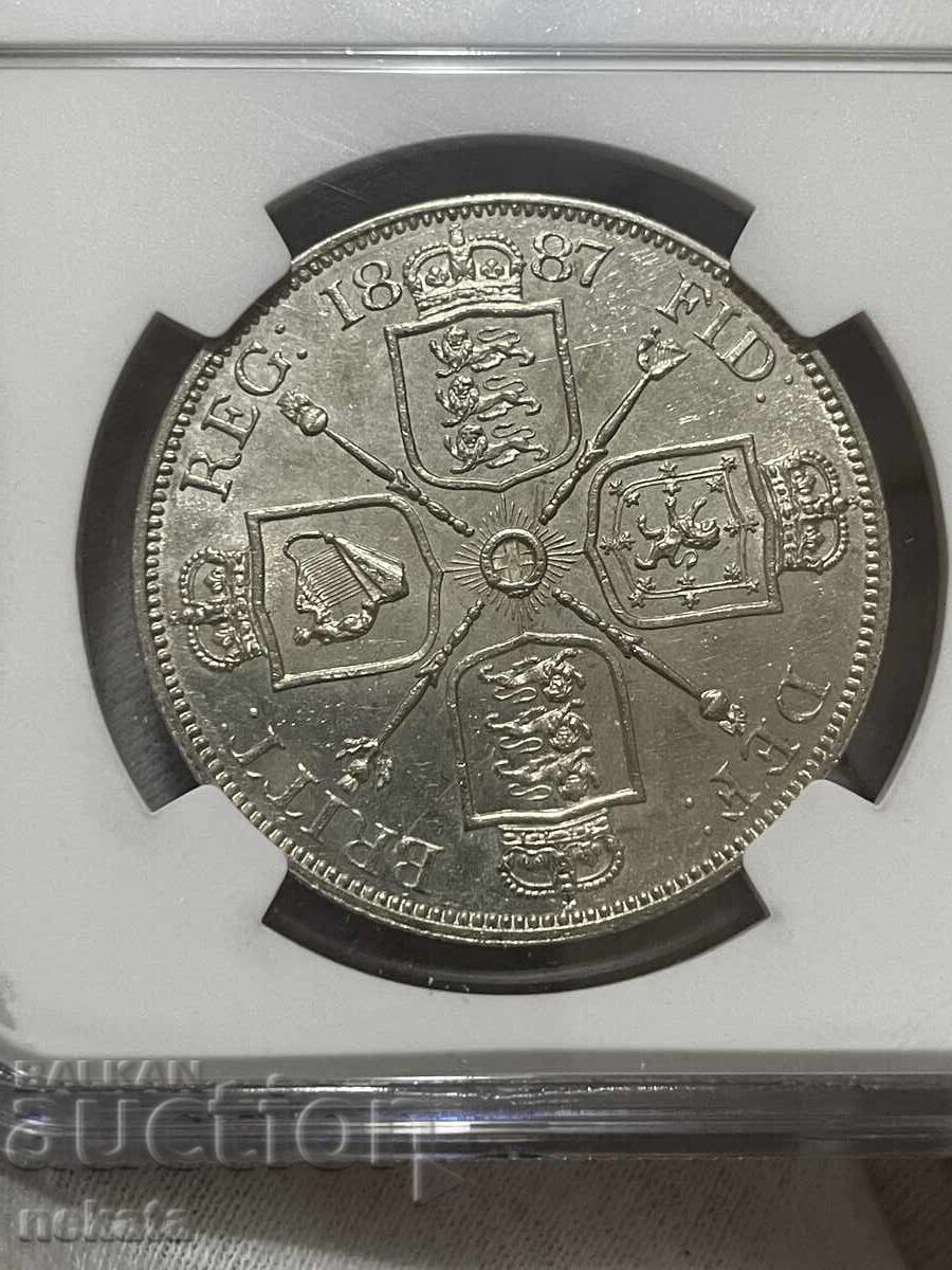 Μεγάλη Βρετανία 4 σελίνια (2 φλορίνια), 1887 NGC MS60 - 5 Μεγάλη Βρετανία 4 σελίνια (2 φλορίνια), 1887 NGC MS60 - 5