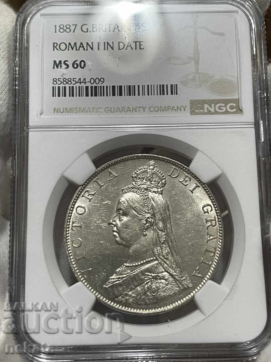 Μεγάλη Βρετανία 4 σελίνια (2 φλορίνια), 1887 NGC MS60 Μεγάλη Βρετανία 4 σελίνια (2 φλορίνια), 1887 NGC MS60