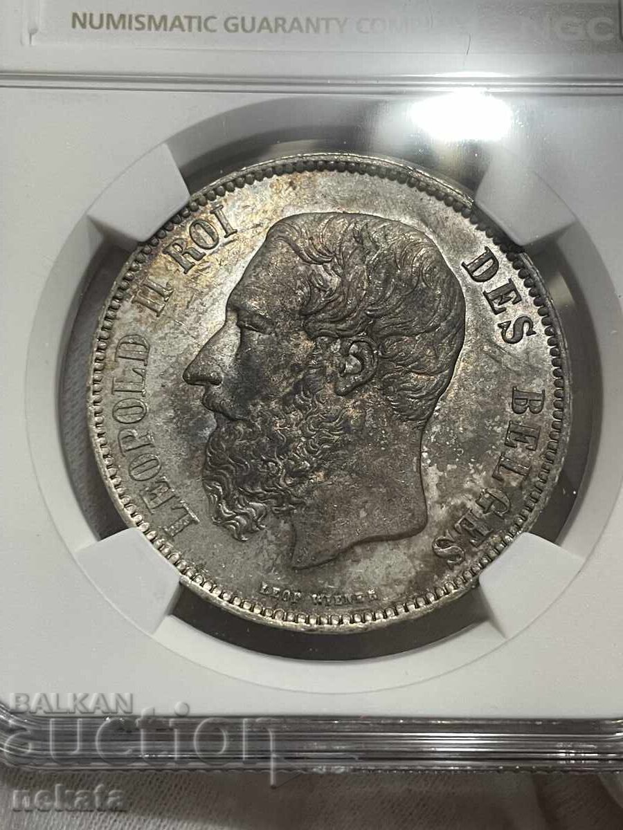 Belgium, 5 Francs 1870 NGC MS63 with price € 330.00 | 645.43 BGN Belgium, 5 Francs 1870 NGC MS63 with price € 330.00 | 645.43 BGN
