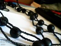 Old 3-row beaded necklace with large natural stones