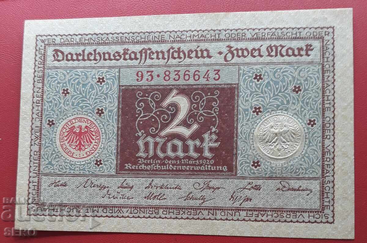 Банкнота-Германия-2 марки 1920