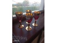UNIQUE VINTAGE COLORED GLASS RAKIYA SET COLORED GLASS
