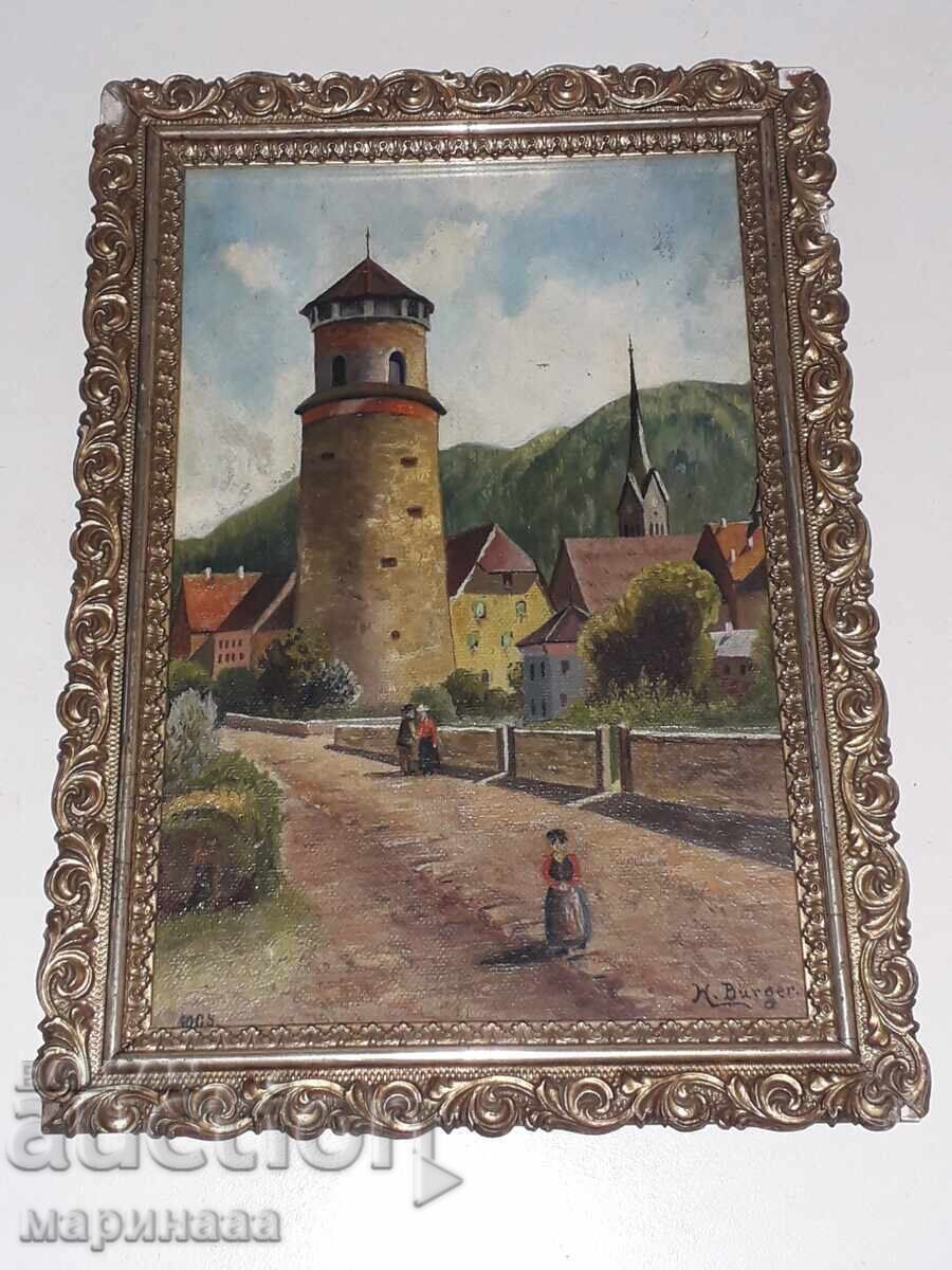 ANTIQUE PAINTING. OIL, HARDBOARD ANTIQUE PAINTING. OIL, HARDBOARD
