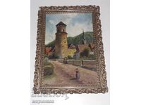 ANTIQUE PAINTING. OIL, HARDBOARD