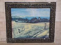 Socialist painting in luxury frame print landscape 70s PRB