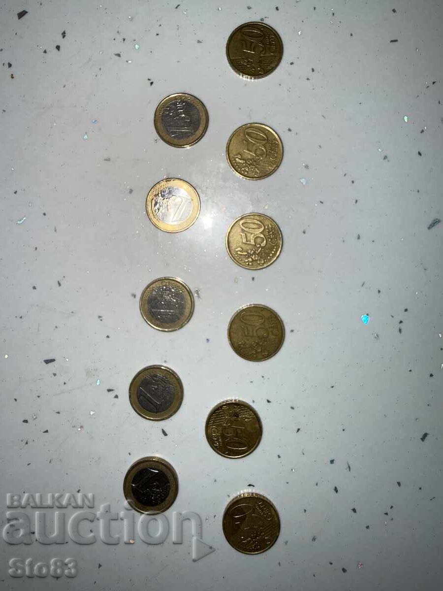 Delivery of Lot of 50 euro cents and 1 euro, various years Delivery of Lot of 50 euro cents and 1 euro, various years