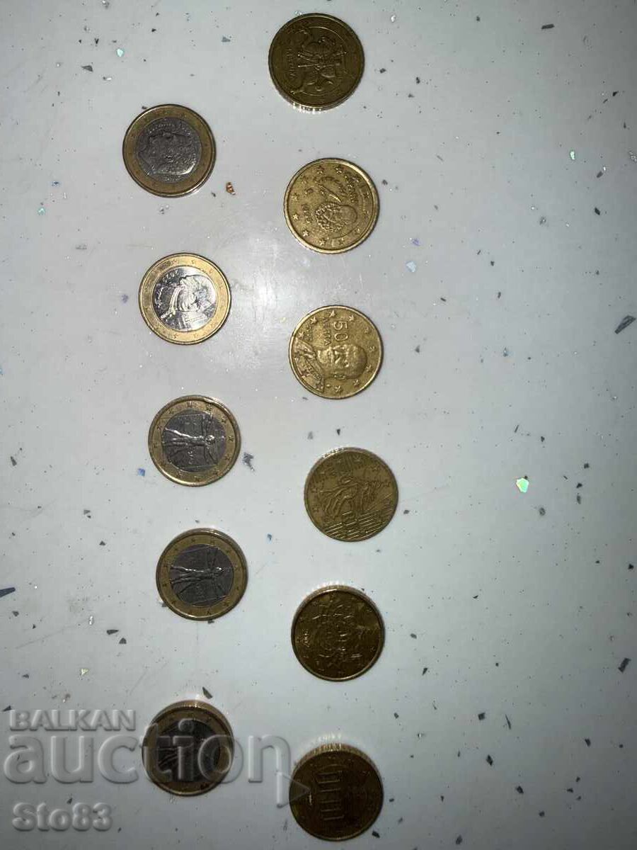 Lot of 50 euro cents and 1 euro, various years Lot of 50 euro cents and 1 euro, various years