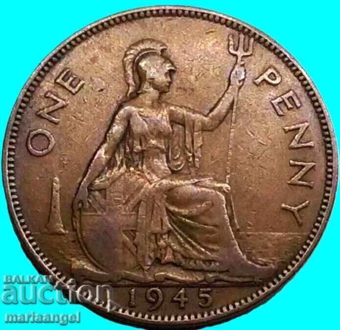 Livrarea Marea Britanie 1 penny 1945 30mm George VI bronz Livrarea Marea Britanie 1 penny 1945 30mm George VI bronz