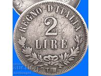 Italy 2 Lire 1863 T - Turin "DIGIT" DIGIT BN - Birmingham