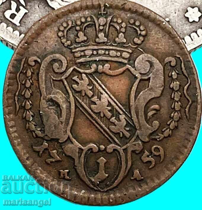 1 pfennig 1759 Austria 2.50g Emp. Franz Stephan - rare - 7