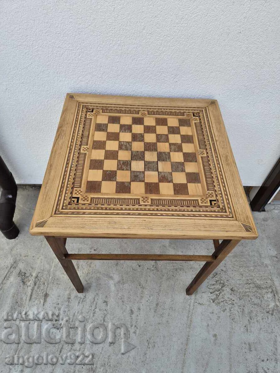 Auction  Vintage solid wood chess table!!!