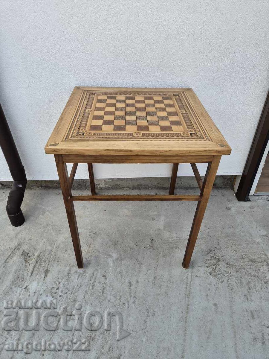 Vintage solid wood chess table!!!