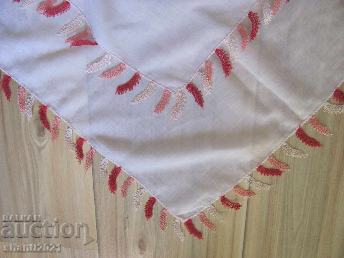 Headscarf for folk costume, white with lace, 80x80cm - 6 Headscarf for folk costume, white with lace, 80x80cm - 6