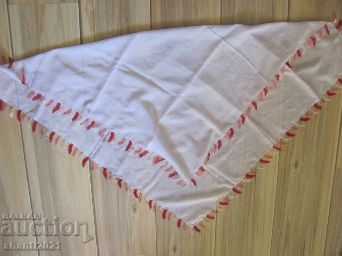 Headscarf for folk costume, white with lace, 80x80cm Headscarf for folk costume, white with lace, 80x80cm