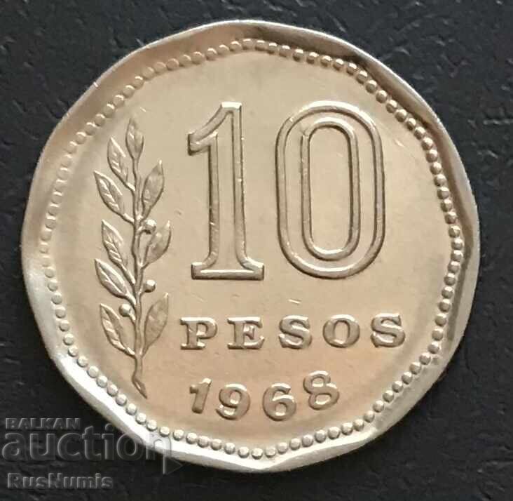 Аржентина.10 песос 1968 г. с цена € 1.40 | 2.74 лв.