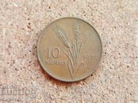 Turcia 10 kuruş, 1971