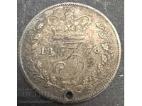 Great Britain 3 pence Queen Victoria 1878 .925 Silver