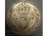 Great Britain England 3d 1913 King George V .925 Silver