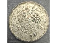 Great Britain England 3d 1933 King George V .500 Silver