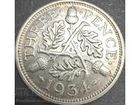 Marea Britanie Anglia 3d 1934 Regele George al V-lea .500 Argint