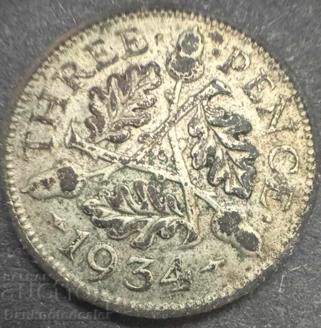Great Britain England 3d 1934 King George V .500 Silver NO 2 Great Britain England 3d 1934 King George V .500 Silver NO 2