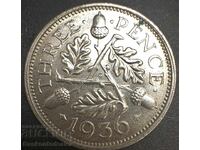 Great Britain England 3d 1936 King George V .500 Silver