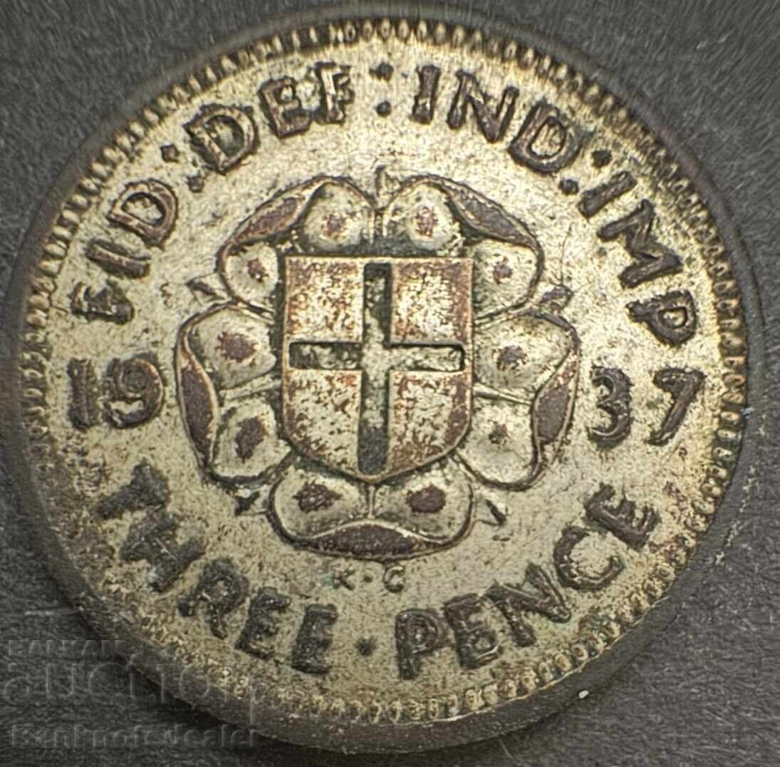 Great Britain England 3d 1937 King George VI .500 Silver Great Britain England 3d 1937 King George VI .500 Silver