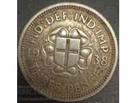 Great Britain England 3d 1938 King George VI .500 Silver N2