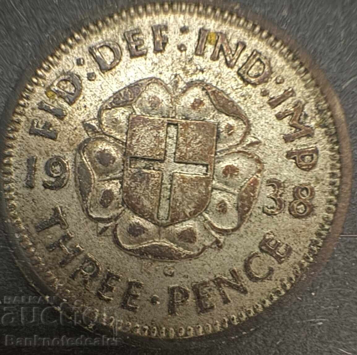 Great Britain England 3d 1938 King George VI .500 Silver N2