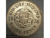Great Britain England 3d 1938 King George VI .500 Silver N2