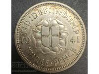 Great Britain England 3d 1941 King George VI .500 Silver N3