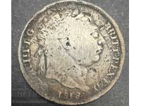 Great Britain England 6d 1818 King George  .925 Silver