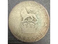 Great Britain England 6d 1922 King George V .500 Silver NO1