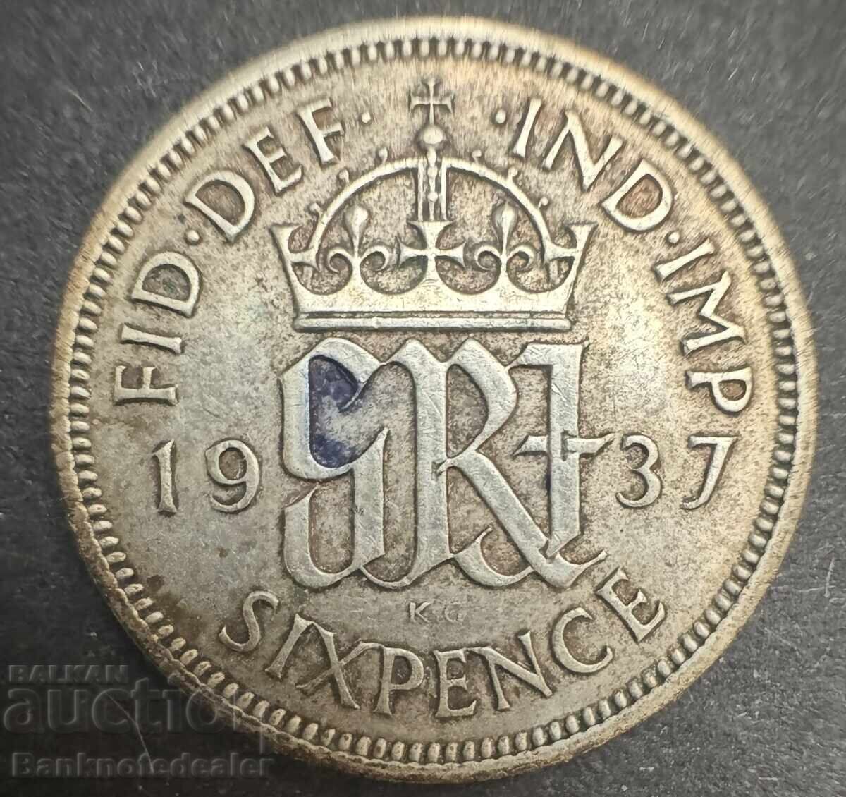 Marea Britanie Anglia 6d 1937 Regele George al VI-lea .500 Argint cu preț € 3.50 | 6.85 BGN