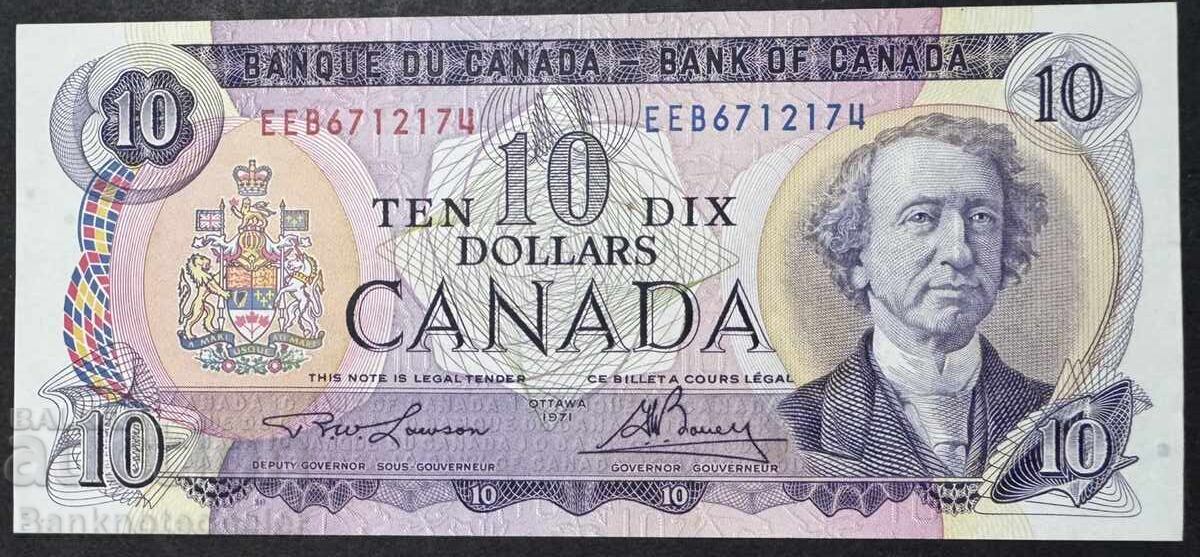 Canada 10 Dolari 1971 Semnătura Lawson Bouey Pick 88c Necirculat