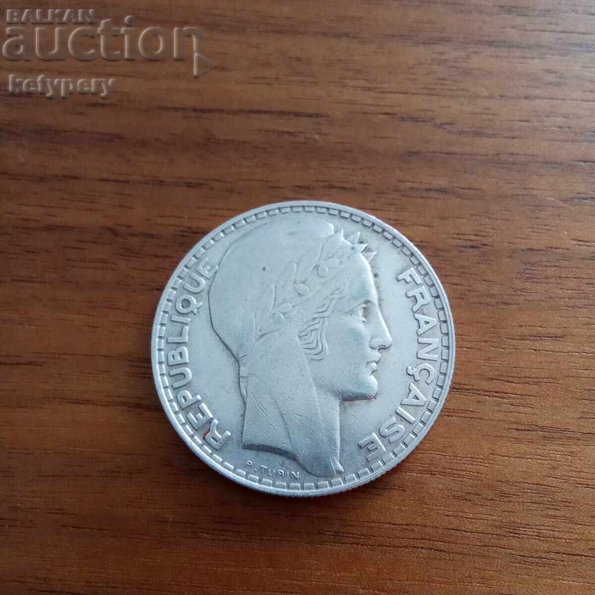 20 франка 1933 Франция сребро с цена € 35.00 | 68.45 лв.