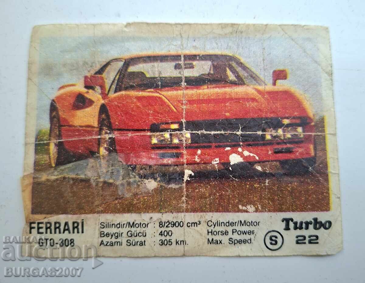 Картинка от дъвки Turbo, първа серия No.22,  Ferrari GTO-308