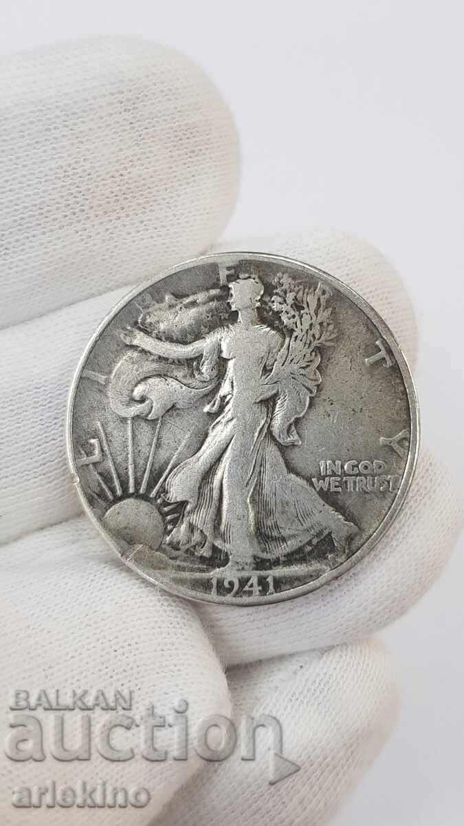 Доставка на Колекционна сребърна монета 1/2 - долар 1941