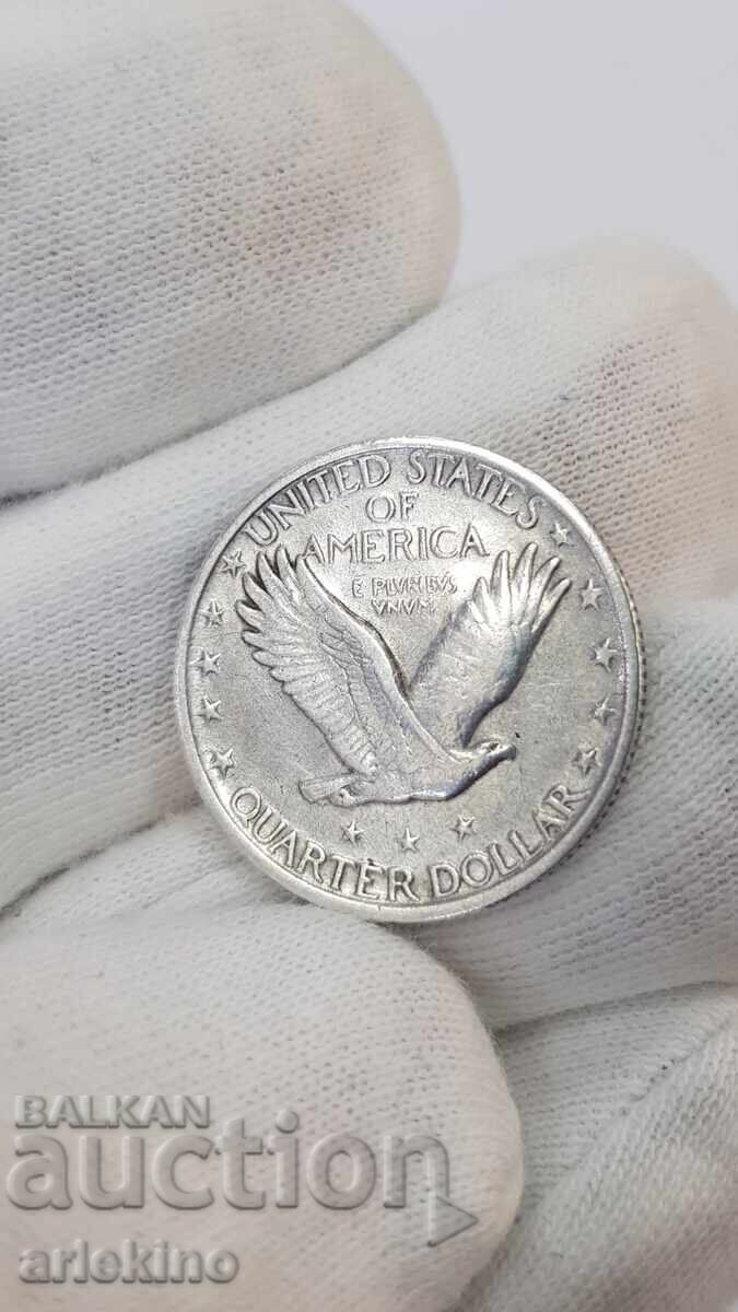 Collectible silver coin 1/4 - dollar 1919 America - USA - 5