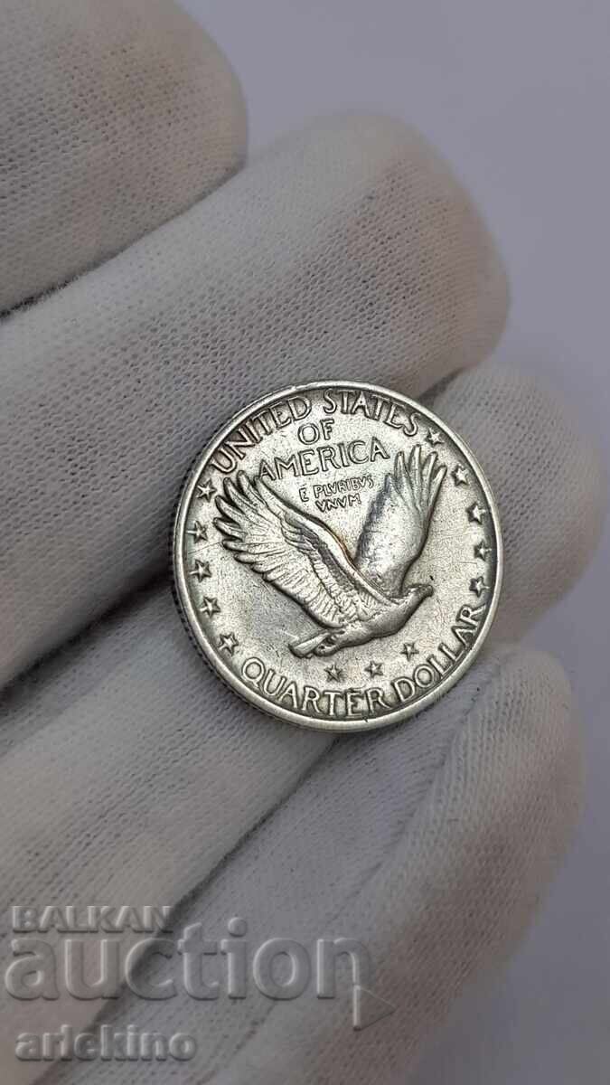 Collectible silver coin 1/4 - dollar 1919 America - USA - 6