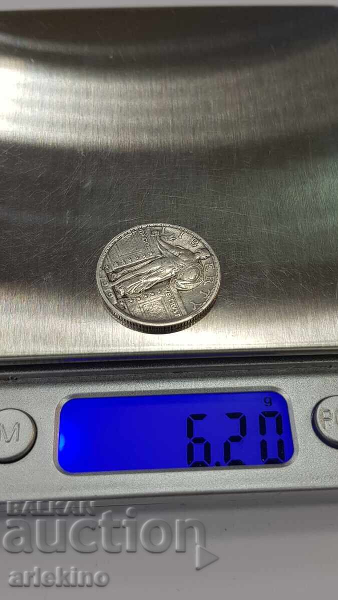 Collectible silver coin 1/4 - dollar 1919 America - USA - 7