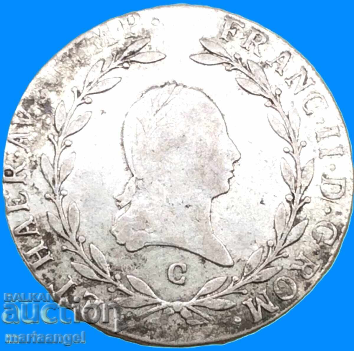 20 кройцера 1806 Австрия С- Прага император Франц II сребро - 7