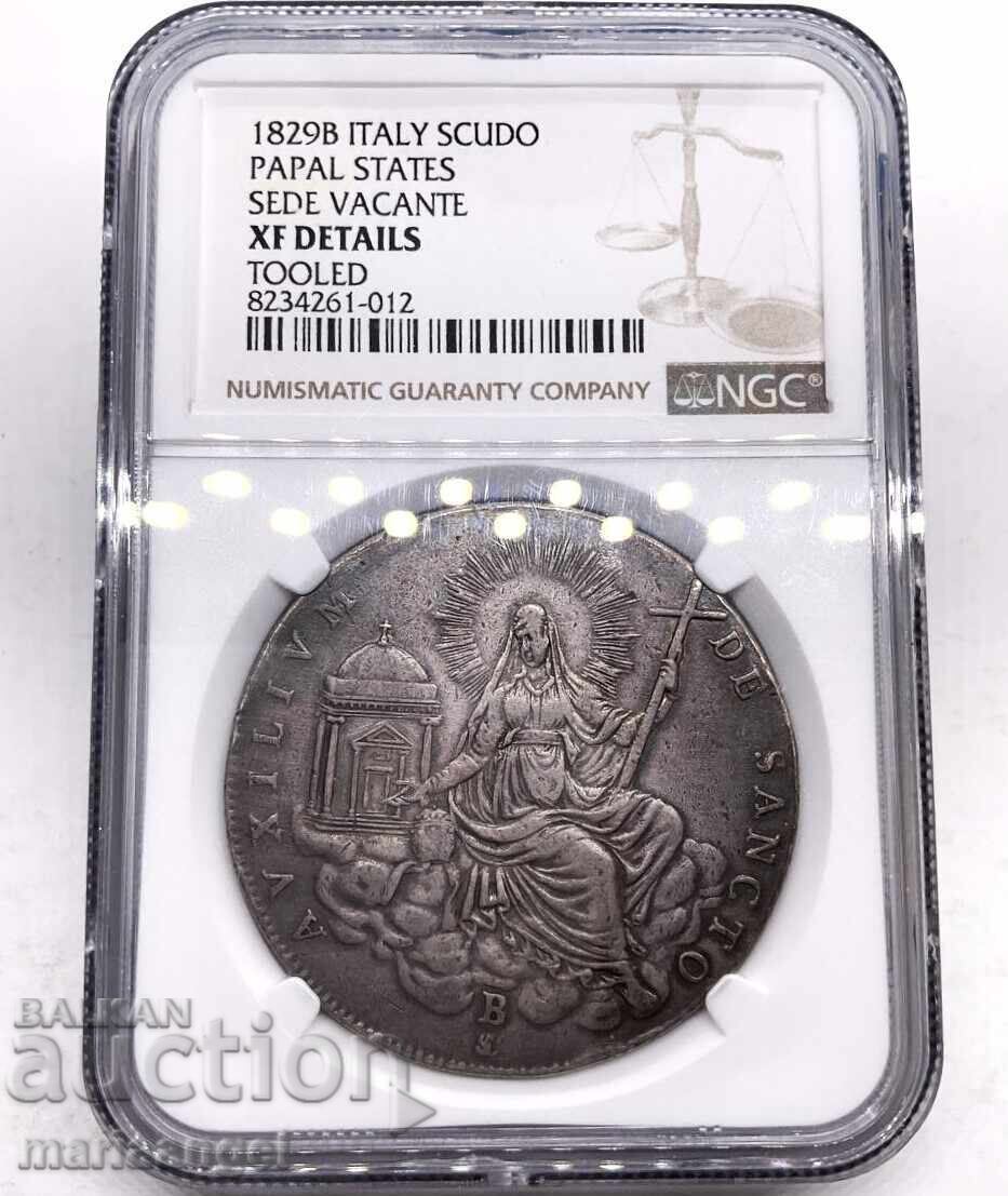 Scudo 1829 Vatican Sede Vacante NGC XF - extrem de frumos cu preț € 858.00 | 1678.11 BGN Scudo 1829 Vatican Sede Vacante NGC XF - extrem de frumos cu preț € 858.00 | 1678.11 BGN